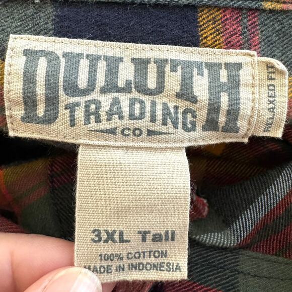 Duluth Trading Co Orange Free Swingin' Flannel Relaxed Fit Shirt Men's Size 3XLT - Picture 9 of 10